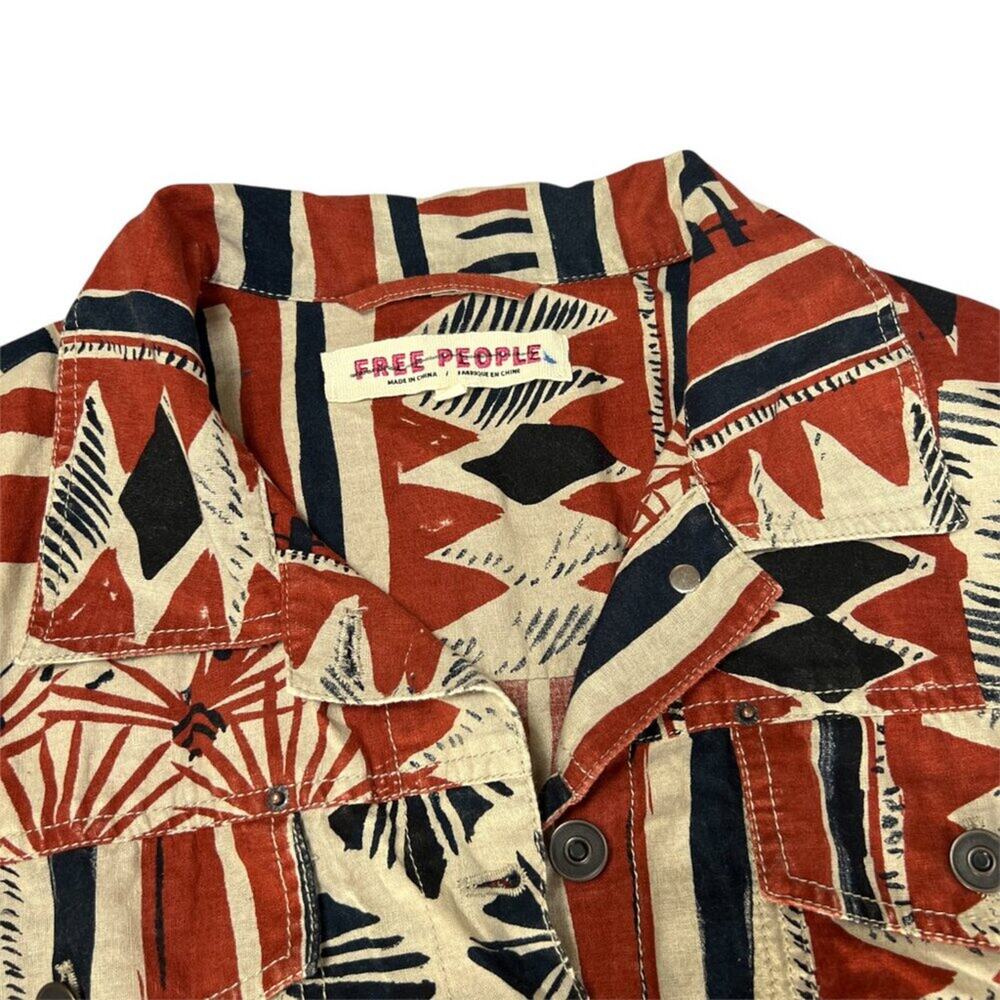 Free People Golden Nile Shirt Jacket SIZE L Aztec Multicolor Crop Shacket - Picture 9 of 15